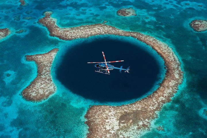 Picture of Blue Hole with Helicopter